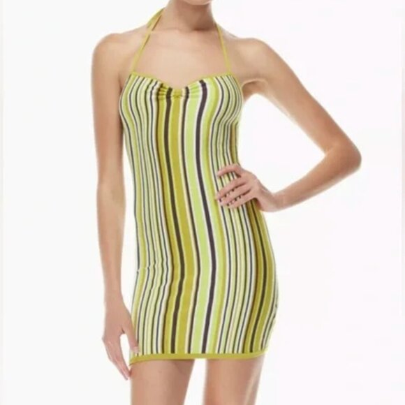 SUNDAY BEST Aritzia JETT Dress in PEAR GREEN/GREY SKY VERT POIRE/CIEL - M - NWT - Picture 1 of 4